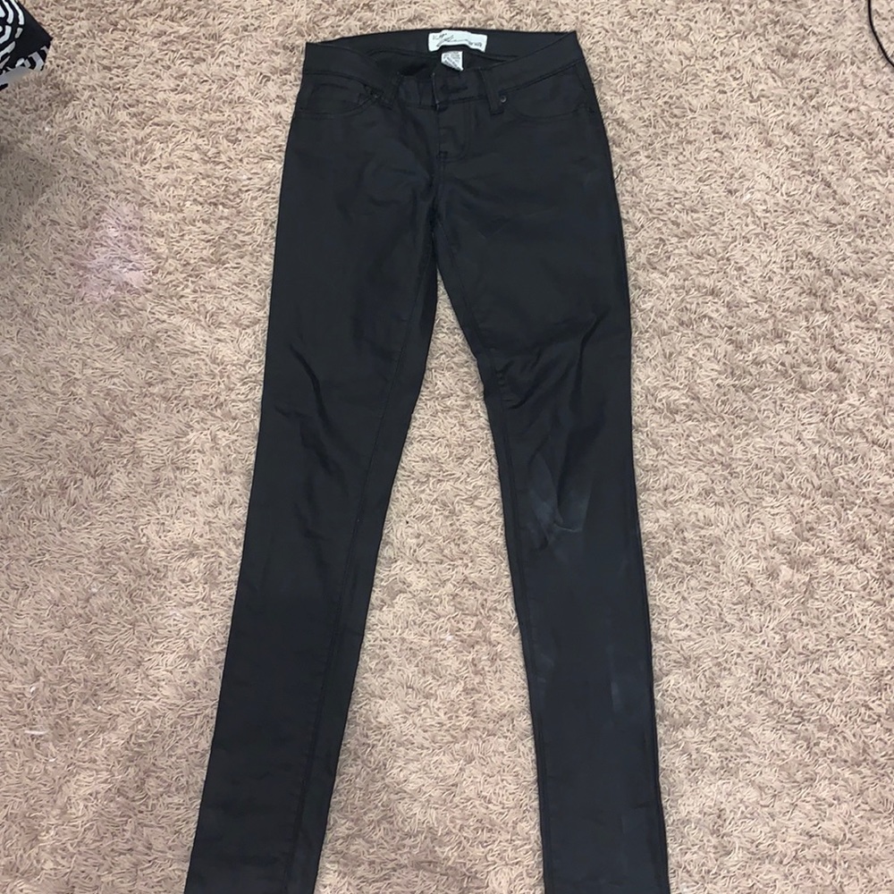 Black leather jeans